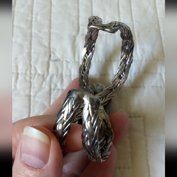 Sterling Silver Leopard Jasper Artisan Cuff Bracelet with Double Plate Braids - Picture 9 of 12